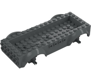 LEGO Dark Stone Gray Vehicle Base 8 x 16 x 2.5 with 3 Holes with Same Color Wheel Holders (18937)