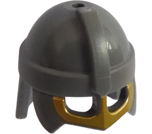 LEGO Donker steengrijs Viking Helm met Vizier met Gold Onderkant (67037)