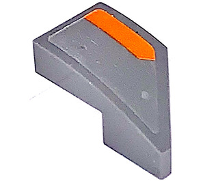 LEGO Dark Stone Gray Wedge 1 x 2 Left with Orange Stripe Left Sticker (29120)