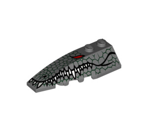 LEGO Dark Stone Gray Wedge 2 x 6 Double Left with Crocodile Head (41748 / 56721)
