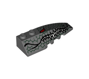LEGO Dark Stone Gray Wedge 2 x 6 Double Right with Crocodile Head (41747 / 56722)