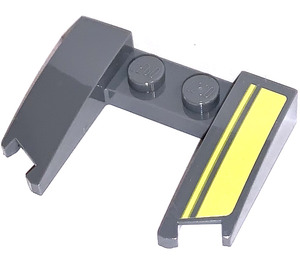 LEGO Dark Stone Gray Wedge 3 x 4 x 0.7 with Cutout with Yellow stripes on left side Sticker (11291)