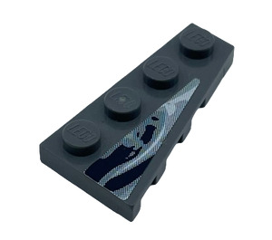 LEGO Dark Stone Gray Wedge Plate 2 x 4 Wing Right with Black and Gray Sticker (41769)