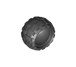 LEGO Dark Stone Gray Wheel 43.2 x 28 Balloon Small with ' ' Shaped Axle Hole with Tyre 43.2 x 28 Balloon Small