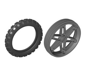 LEGO Dark Stone Gray Wheel 61.6 x 13.6 Motorcycle with Tyre 81.6 x 15 Motorcycle