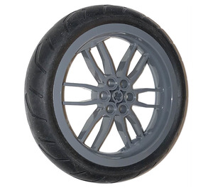 LEGO Dark Stone Gray Wheel 75 x 17mm with Motorcycle Tire 94.2 x 20