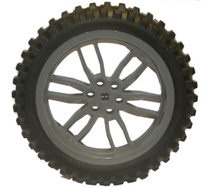 LEGO Dark Stone Gray Wheel 75 x 17mm with Motorcycle Tyre Ø 100,6