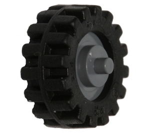 LEGO Dark Stone Gray Wheel Centre with Stub Axles with Tire with Offset Tread with Band Around Center of Tread