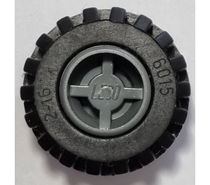 LEGO Dark Stone Gray Wheel Rim Wide Ø11 x 12 with Notched Hole with Tire 21mm D. x 12mm - Offset Tread Small Wide with Slightly Bevelled Edge and no Band