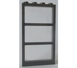 LEGO Dark Stone Gray Window 1 x 4 x 6 Frame with Transparent Glass