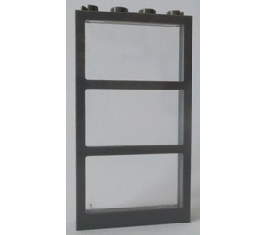 LEGO Donker steengrijs Window 1 x 4 x 6 Frame with Transparent Glass