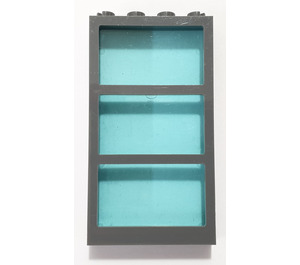 LEGO Dark Stone Gray Window 1 x 4 x 6 Frame with Transparent Light Blue Glass