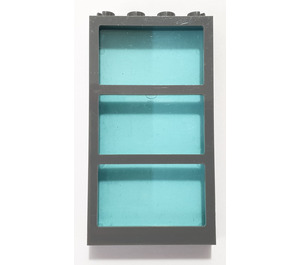 LEGO Grigio pietra scuro Window 1 x 4 x 6 Frame with Transparent Light Blue Glass