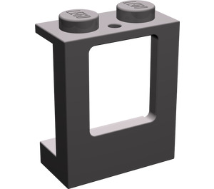 LEGO Dark Stone Gray Window Frame 1 x 2 x 2 with 2 Holes in Bottom (2377)