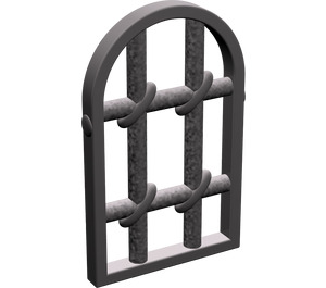 LEGO Dark Stone Gray Window Pane 1 x 2 x 2.7 Rounded Top with Twisted Bars (30045)