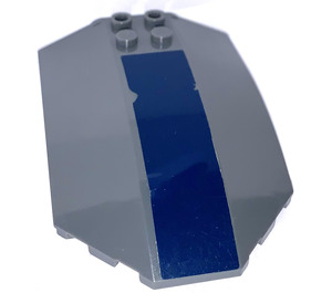 LEGO Gris pierre foncé Pare-brise 6 x 8 x 2 Incurvé avec Dark Bleu Stripe Autocollant (41751)