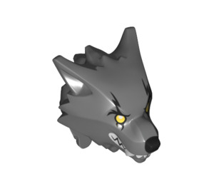 LEGO Dark Stone Gray Wolf Head with Bright Light Yellow Eyes (75351)