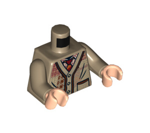 LEGO Mørkebrun Arthur Weasley med Mørkebrun Patchwork Sweater Minifig Torso (973 / 76382)