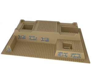 LEGO Dark Tan Baseplate 32 x 48 Raised with Level Front with Stone Walls Sticker (51542)