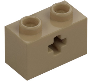 LEGO Mørk beige Kloss 1 x 2 med Akselhull ('+' Åpning og bunnrør) (31493 / 32064)