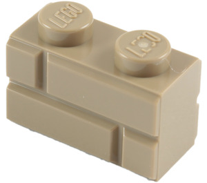 LEGO Dunkel Beige Backstein 1 x 2 mit Embossed Bricks (98283)
