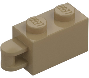 LEGO Mörk Gulbrun Kloss 1 x 2 med Gångjärn Shaft (plant gångjärn) (34816)