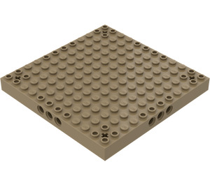 LEGO Dark Tan Brick 12 x 12 with Pin and Axle Holes (52040)