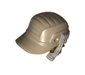 LEGO Mørk beige Caps med Sølv Headset og Dark Brun Hår (28583)