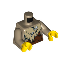 LEGO Mørk beige Caveman med Dark Brun Hår med Skjegg Minifigur Overkropp (973 / 76382)