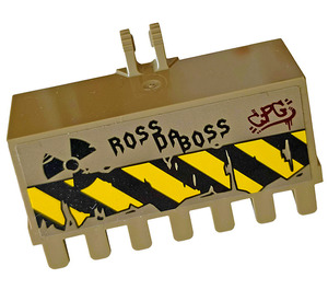 LEGO Dark Tan Excavator Bucket 3 x 6 with Click Hinge 2-Finger with 'ROSS DA BOSS', 'CPG', Nuclear Symbol Sticker (21709)