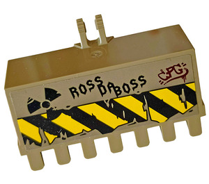 LEGO Dark Tan Excavator Bucket 6 x 3 with Click Hinge 2-Finger with 'ROSS DA BOSS', 'CPG', Nuclear Symbol Sticker (21709)