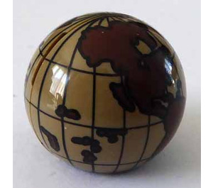 LEGO Tumma beige Globe with Reddish Brown land mass.