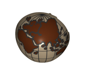 LEGO Dark Tan Hemisphere 2 x 2 Half (Minifig Helmet) with Eastern Hemisphere Globe (12214 / 47502)