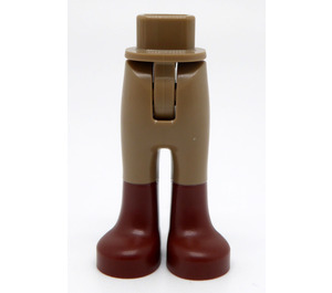 LEGO Dunkles Beige Hüfte mit Pants mit Reddish Braun Boots mit dünnem Scharnier (2277 / 67074)