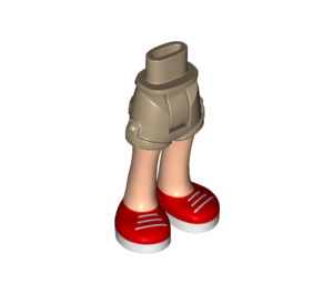 LEGO Dark Tan Hip with Rolled Up Shorts with Red Shoes with Thick Hinge (11403 / 35556)