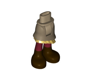 LEGO Dark Tan Hips and Skirt with Ruffle with Red Tights and Dark brown shoes (30900 / 39469)