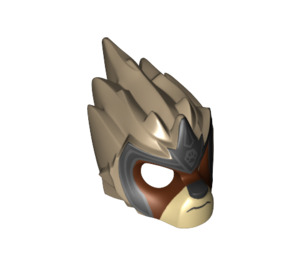 LEGO Dark Tan Lion Mask with Reddish Brown Face and Black Headpiece (11129 / 16224)