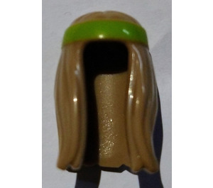 LEGO Dark Tan Long Hair with Lime Headband