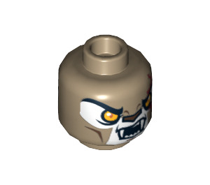 LEGO Dark Tan Longtooth Head (Recessed Solid Stud) (3626 / 12772)
