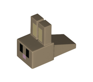 LEGO Dark Tan Minecraft Rabbit Head with Black Eyes (1019 / 37086)