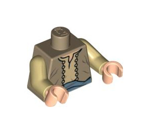 LEGO Mørk beige Minifigur Overkropp med Merchant Vest og Blå Sash (973 / 76382)