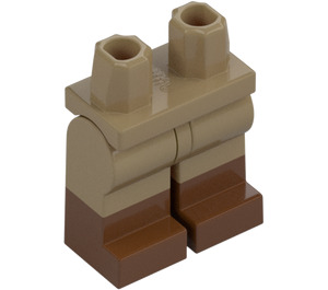 LEGO Mörk Gulbrun Minifigur Höfter och ben med Reddish Brun Boots (21019 / 77601)