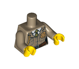 LEGO Tan foncé Minifigure Torse Sheriff Uniform avec Badge, Braid, Courroie, et Olive Tie (76382 / 88585)