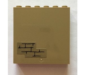 LEGO Dunkel Beige Panel 1 x 6 x 5 mit Drei Broomsticks Bar Shelf und Backstein Mauer Aufkleber (59349)