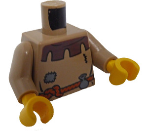 LEGO Donker zandbruin Peasant Torso met Patch en Riem Pouch (973 / 76382)