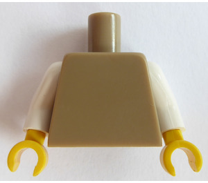LEGO Dunkel Beige Schmucklos Torso mit Weiß Arme und Gelb Hände (76382 / 88585)
