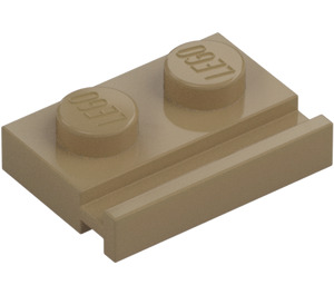 LEGO Tumma beige Levy 1 x 2 jossa Ovi Raide (32028)