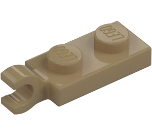 LEGO Dunkel Beige Platte 1 x 2 mit Horizontaler Clip auf Ende (42923 / 63868)