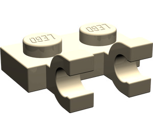 LEGO Tan foncé assiette 1 x 2 avec Horizontal Clips (clips à front plat) (60470)
