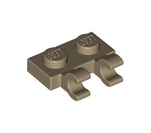 LEGO Dark Tan Plate 1 x 2 with Horizontal Clips (Open 'O' Clips) (49563 / 60470)